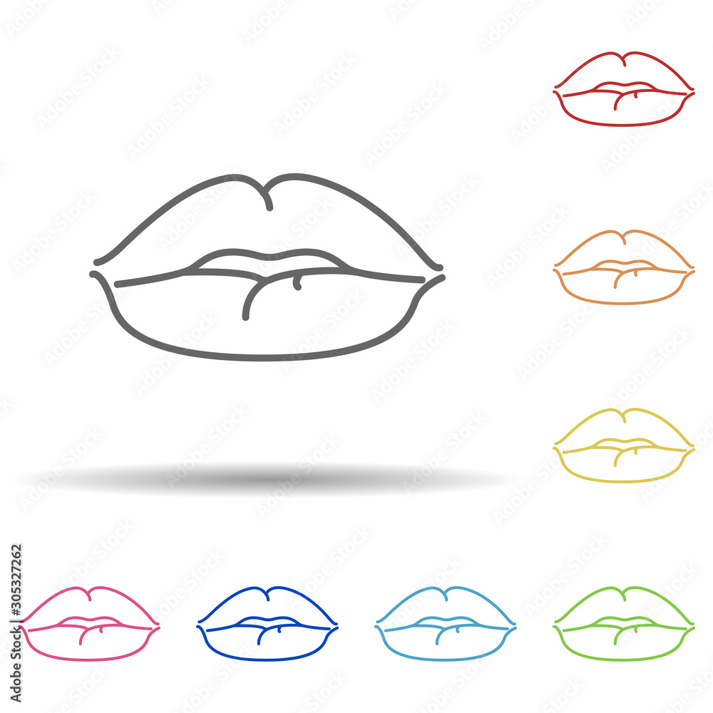 Poster lips, woman in multi color style icon. simple thin line, outline vector of anti age icons for ui and