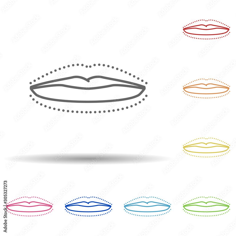 Poster Lip augmentation in multi color style icon. Simple thin line, outline vector of anti age icons for ui and ux, website or mobile application