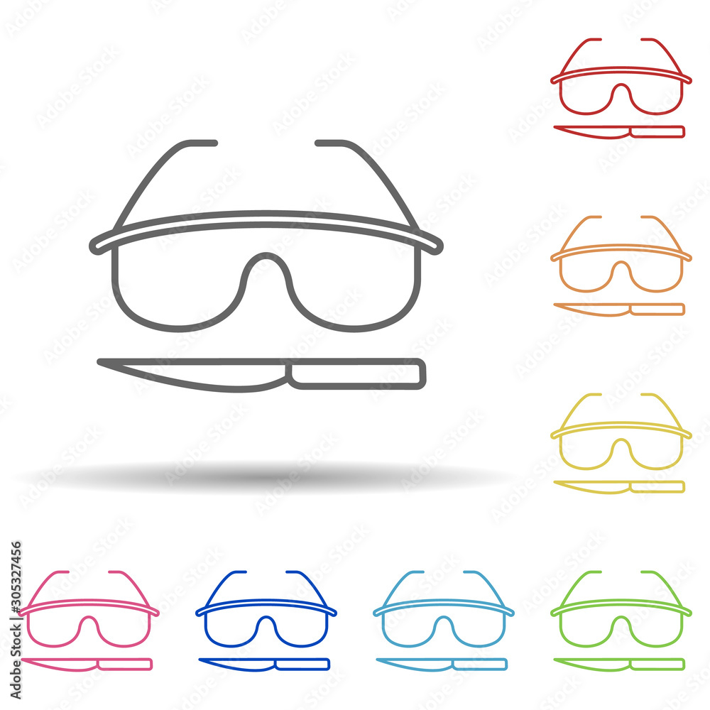 Poster glasses, surgery, knife in multi color style icon. simple thin line, outline vector of anti age icon