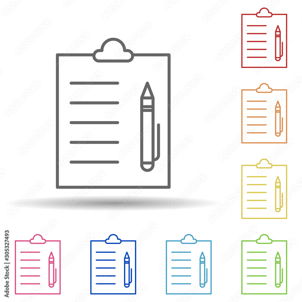 Poster medical report pen in multi color style icon. simple thin line, outline vector of anti age icons for