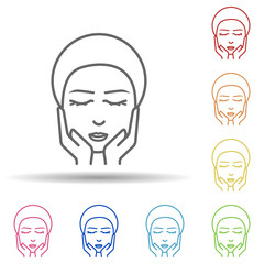 Woman, cosmetic, massage in multi color style icon. Simple thin line, outline vector of anti age icons for ui and ux, website or mobile application