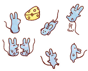手書風　ねずみ セット