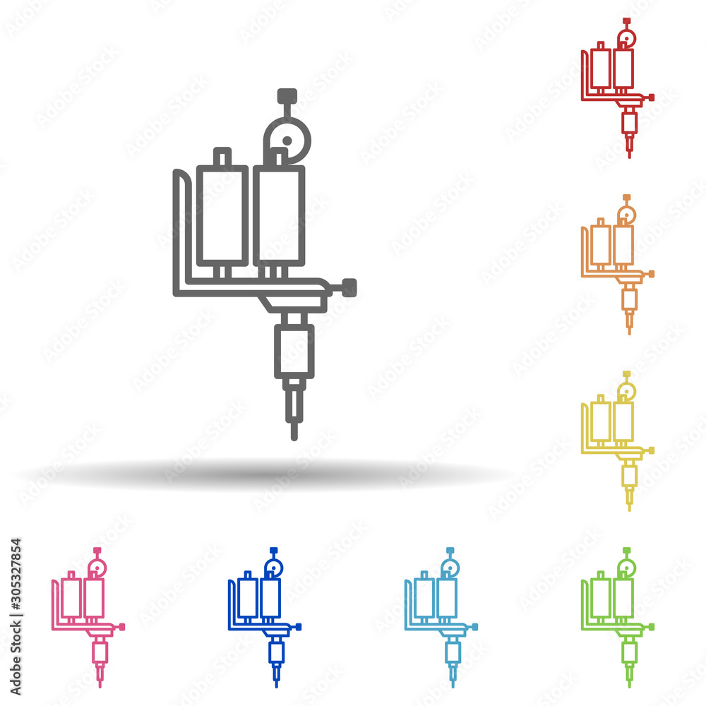 Poster tattoo machine in multi color style icon. simple thin line, outline vector of anti age icons for ui 