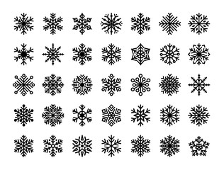 Snowflakes set. Winter flat vector decorations elements. 