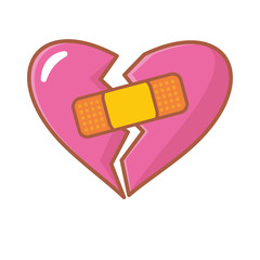 Broken heart vector illustration with cute design isolated on white background.