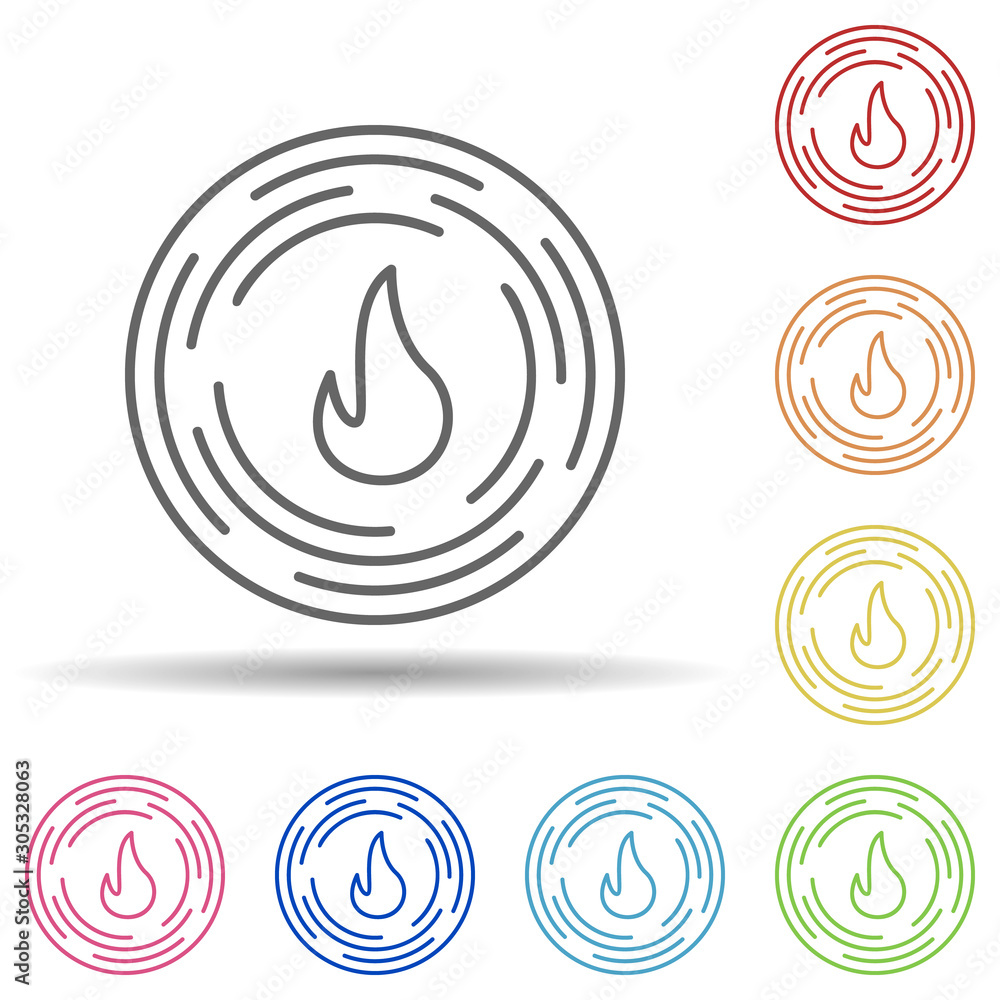 Poster sign of fire in multi color style icon. simple thin line, outline vector of automation icons for ui 
