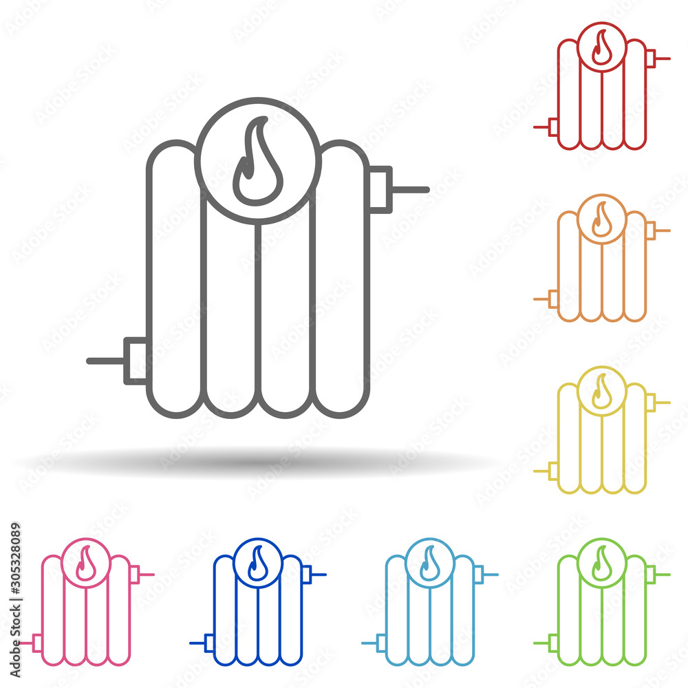 Poster hot radiator sign in multi color style icon. simple thin line, outline vector of automation icons fo