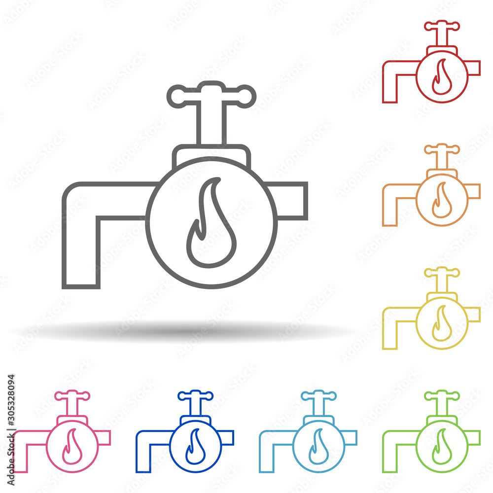 Poster hot water sign in multi color style icon. simple thin line, outline vector of automation icons for u