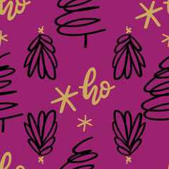 Vector Seamless Hand drawn Burgundy Christmas Trees festive repeat pattern