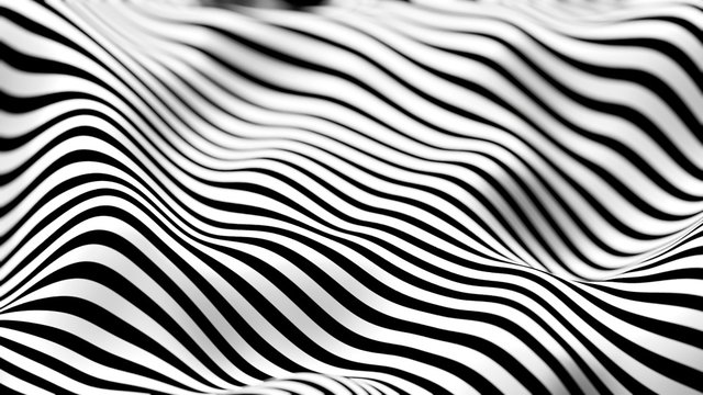 Morphing Diagonal Black and White Lines - 3D Illustration