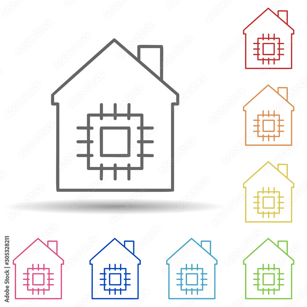 Aufkleber smart house in multi color style icon. simple thin line, outline vector of automation icons for ui a