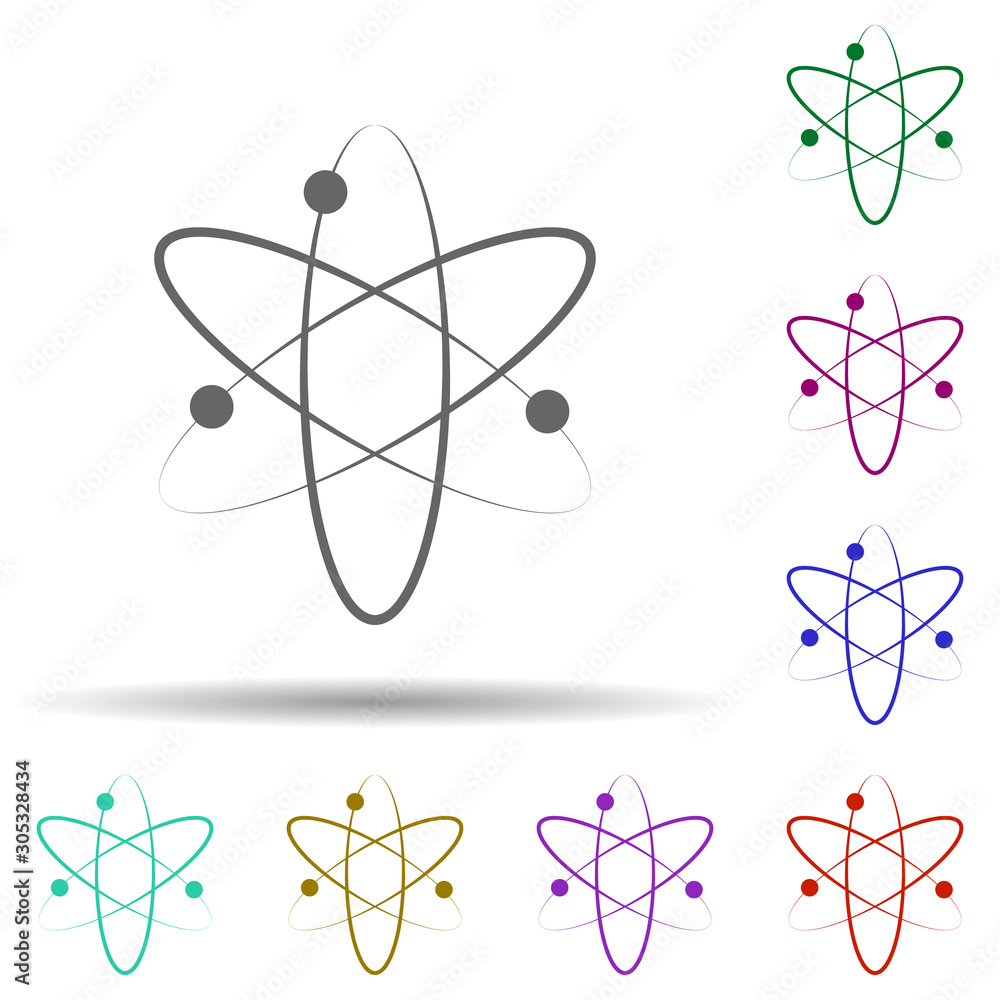 Poster atom, electron in multi color style icon. simple thin line, outline vector of biology icons for ui a