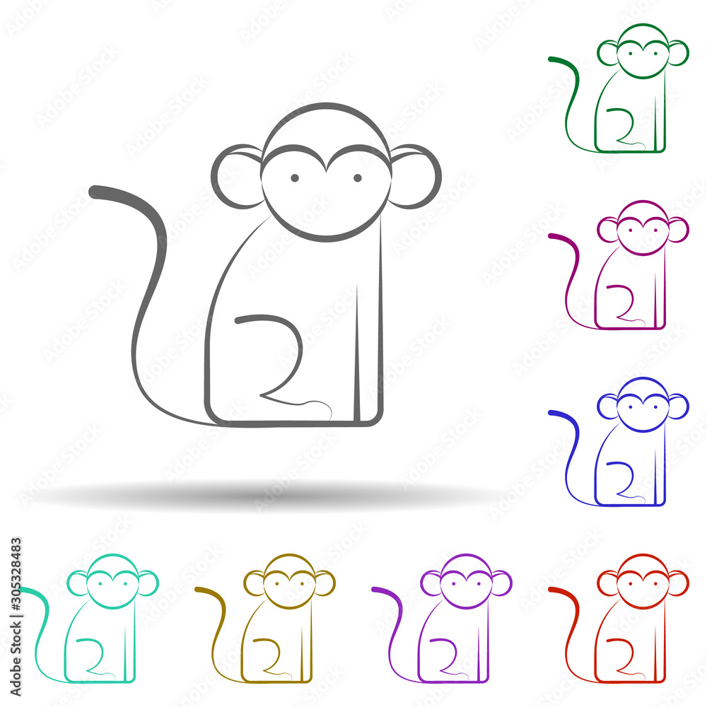 Poster monkey, animal in multi color style icon. simple thin line, outline vector of biology icons for ui a