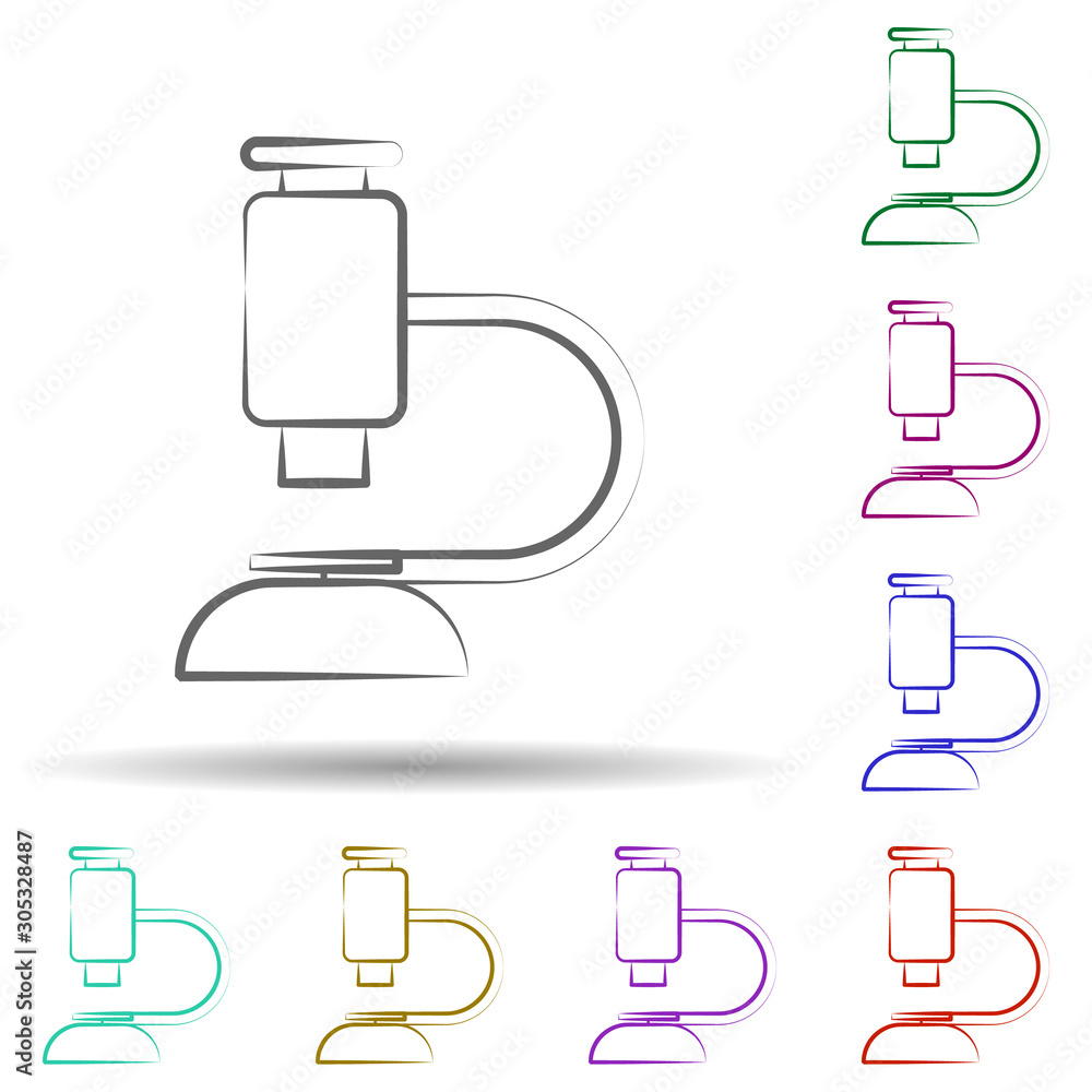 Poster microscope, scientific in multi color style icon. simple thin line, outline vector of biology icons 
