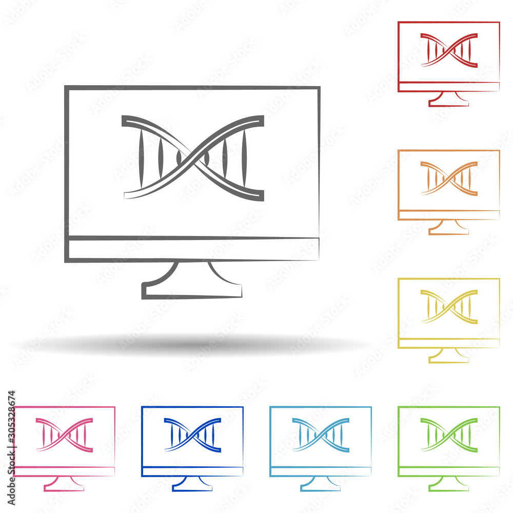Aufkleber computer, dna in multi color style icon. simple thin line, outline vector of biology icons for ui an