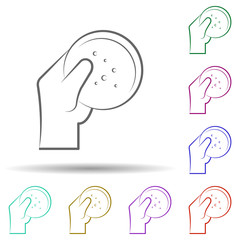 Petri dish, hand in multi color style icon. Simple thin line, outline vector of biology icons for ui and ux, website or mobile application