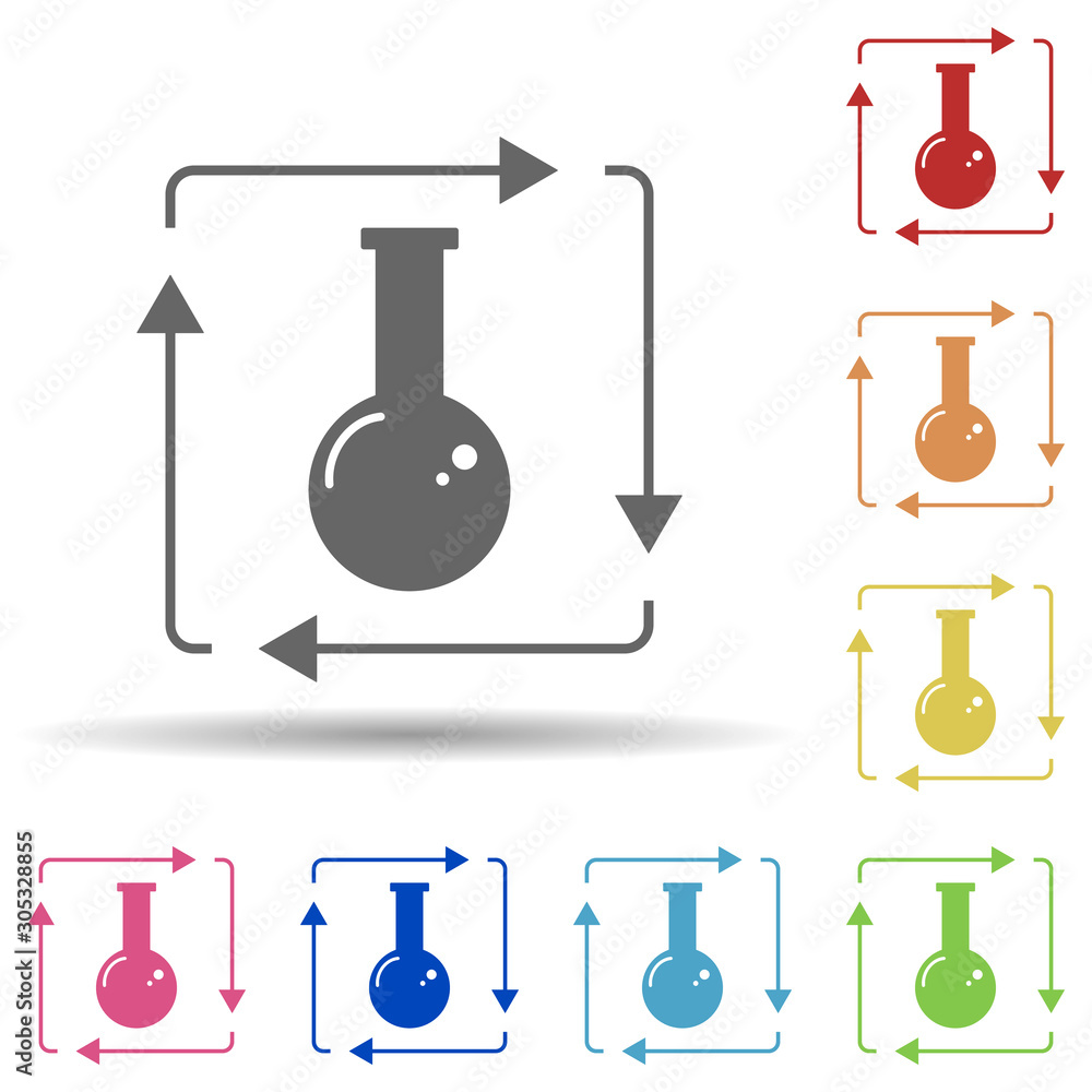 Poster flask, arrow, square in multi color style icon. simple glyph, flat vector of business icons for ui a