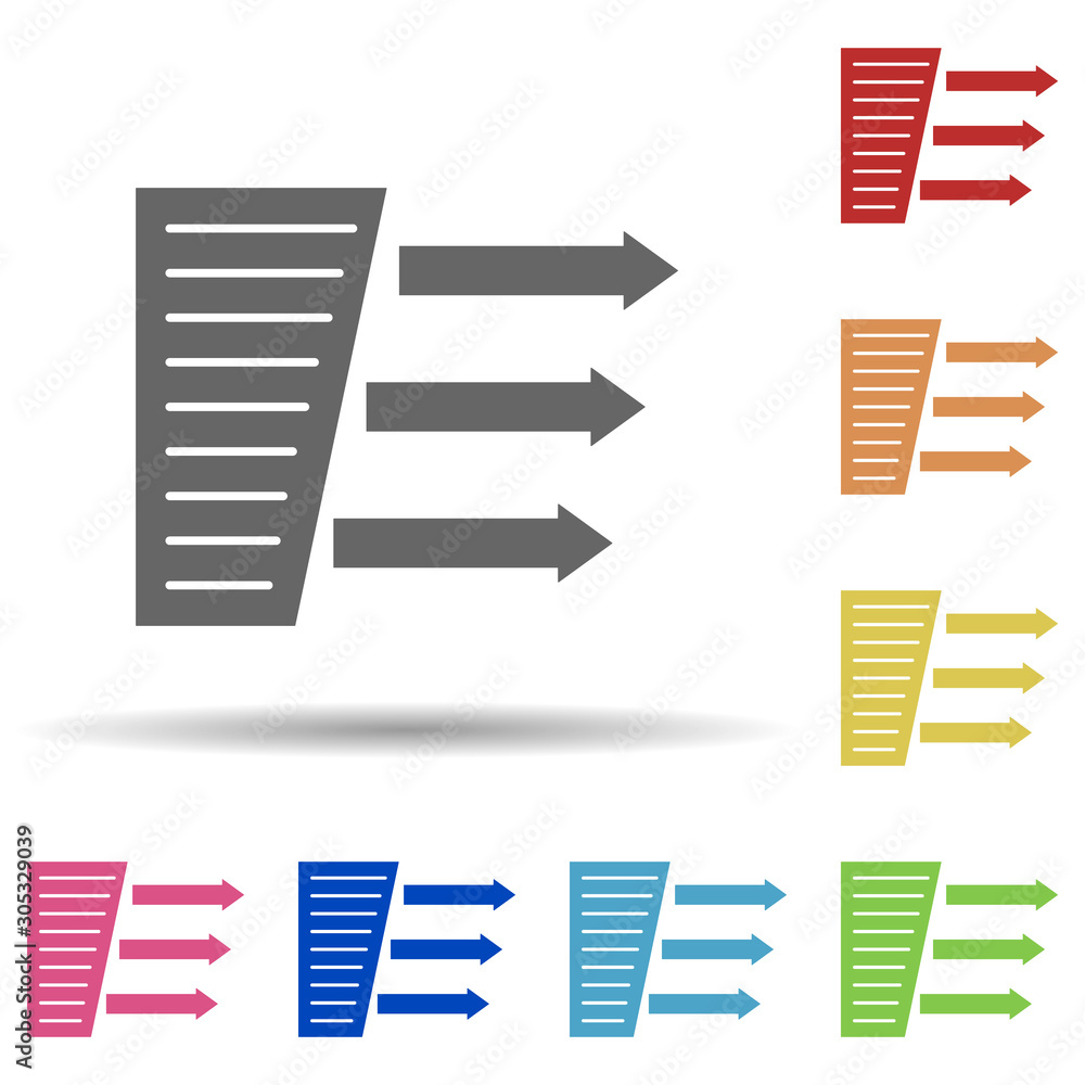 Poster information resources, arrow in multi color style icon. simple glyph, flat vector of business icons 