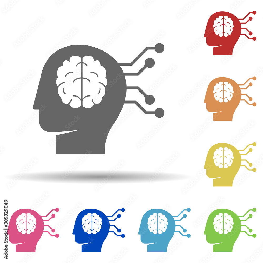 Poster had, brain, scheme in multi color style icon. simple glyph, flat vector of business icons for ui and