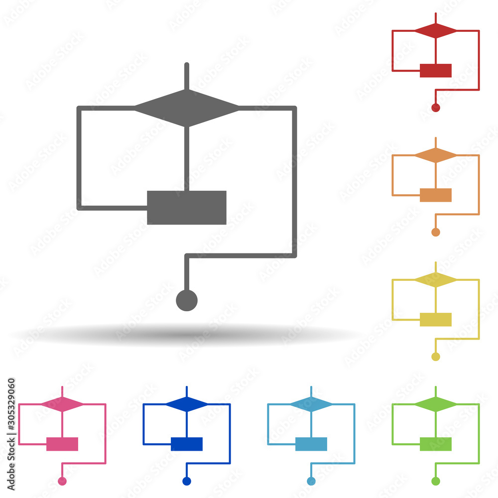 Poster line, rectangle, algorithms in multi color style icon. simple glyph, flat vector of business icons f