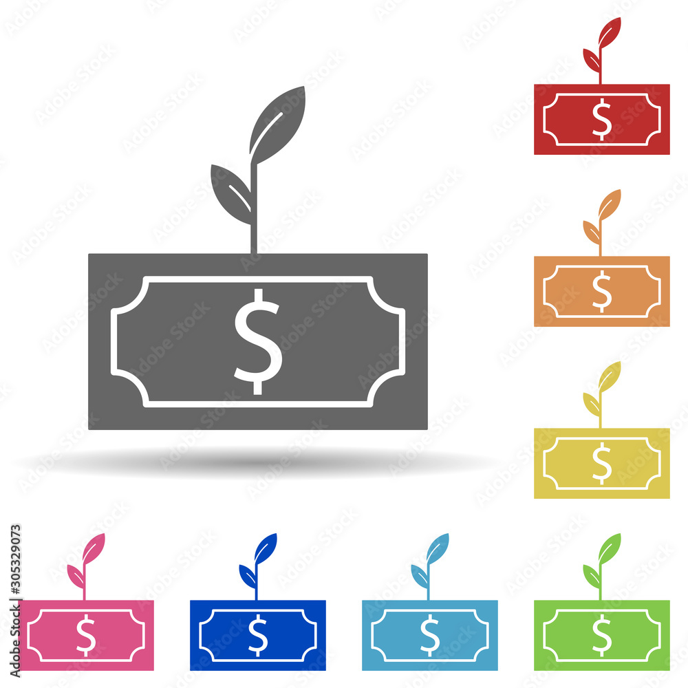 Poster bill, usd, sprout in multi color style icon. simple glyph, flat vector of business icons for ui and 
