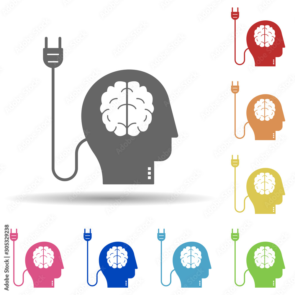 Poster man, brain, socket in multi color style icon. simple glyph, flat vector of business icons for ui and