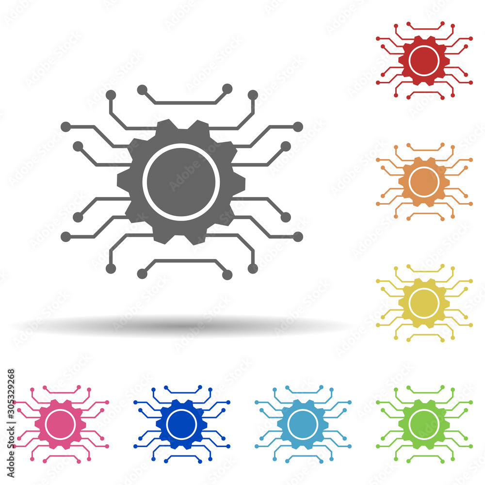 Poster gear, scheme in multi color style icon. simple glyph, flat vector of business icons for ui and ux, w