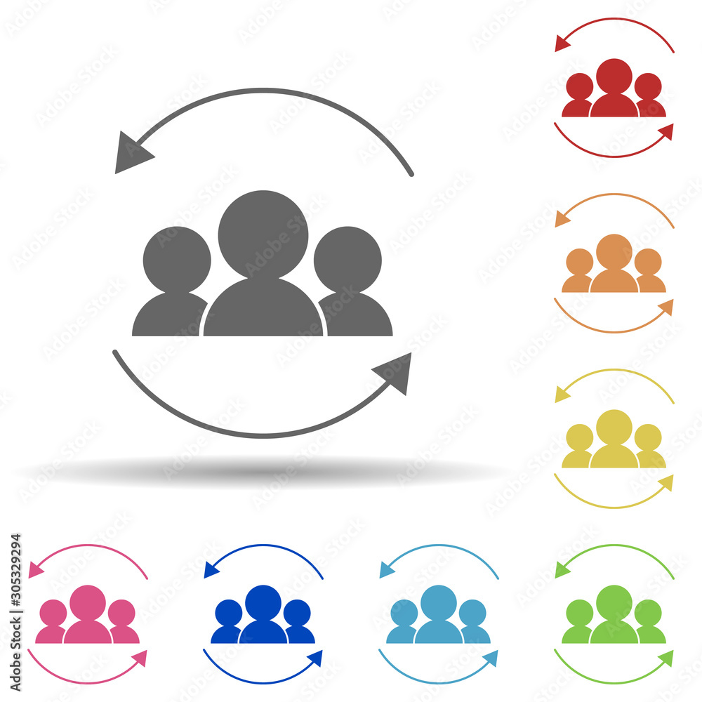 Poster arrow, work, group in multi color style icon. simple glyph, flat vector of business icons for ui and