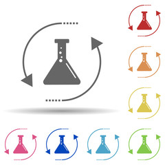 Flask, arrow, circle in multi color style icon. Simple glyph, flat vector of business icons for ui and ux, website or mobile application