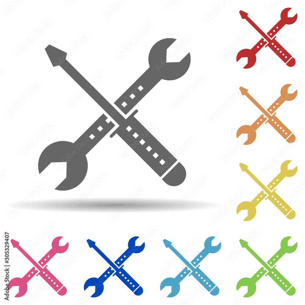 Poster tools, wrench, screwdriver in multi color style icon. simple glyph, flat vector of business icons fo
