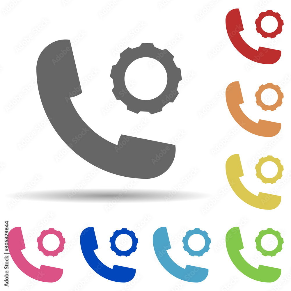 Aufkleber handset, settings, call management in multi color style icon. simple glyph, flat vector of business 