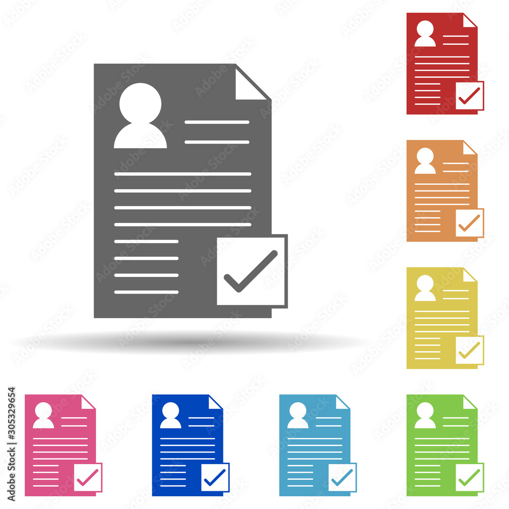 Aufkleber paper, user, applicant in multi color style icon. simple glyph, flat vector of business icons for ui