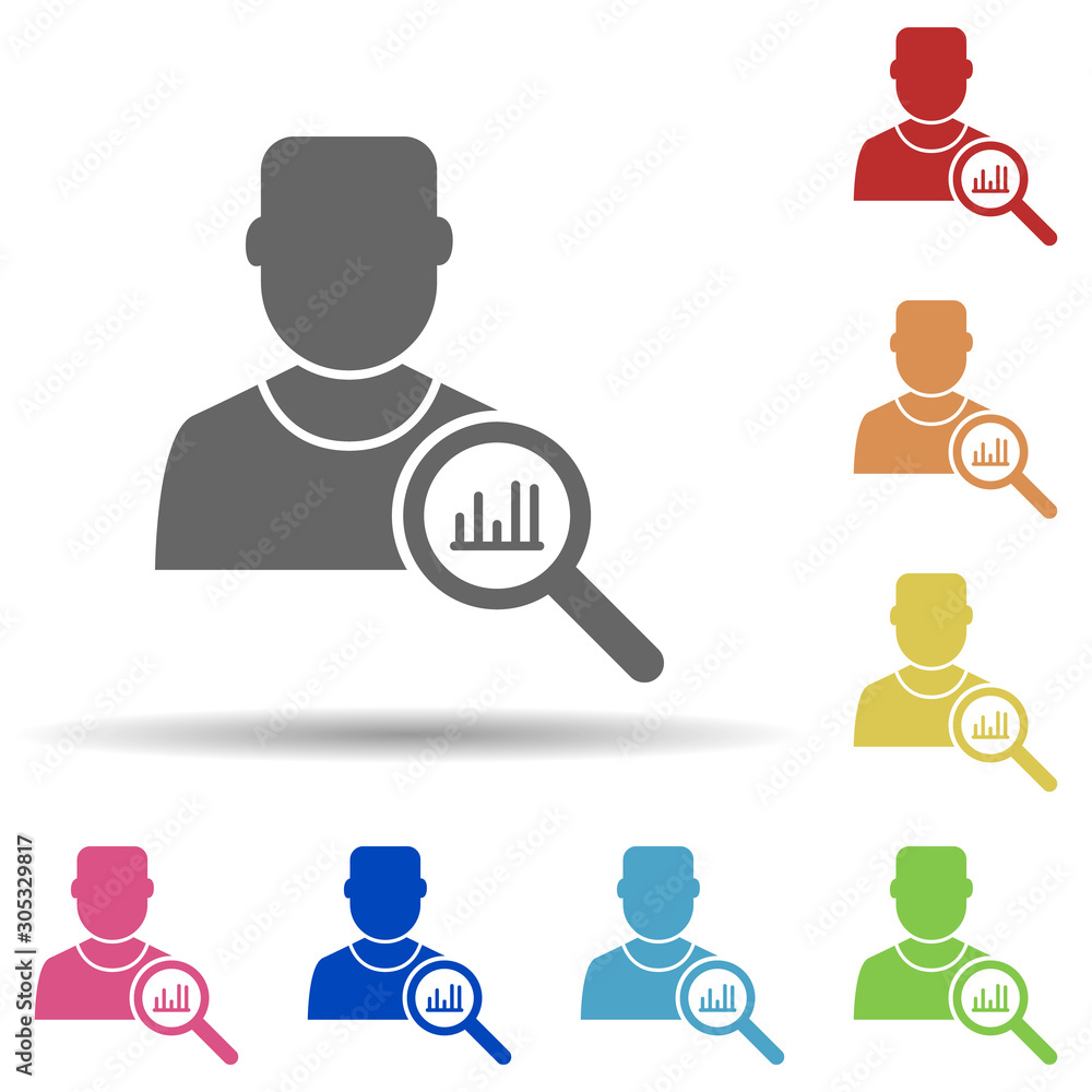 Poster search assessment, personal assessment in multi color style icon. simple glyph, flat vector of busin