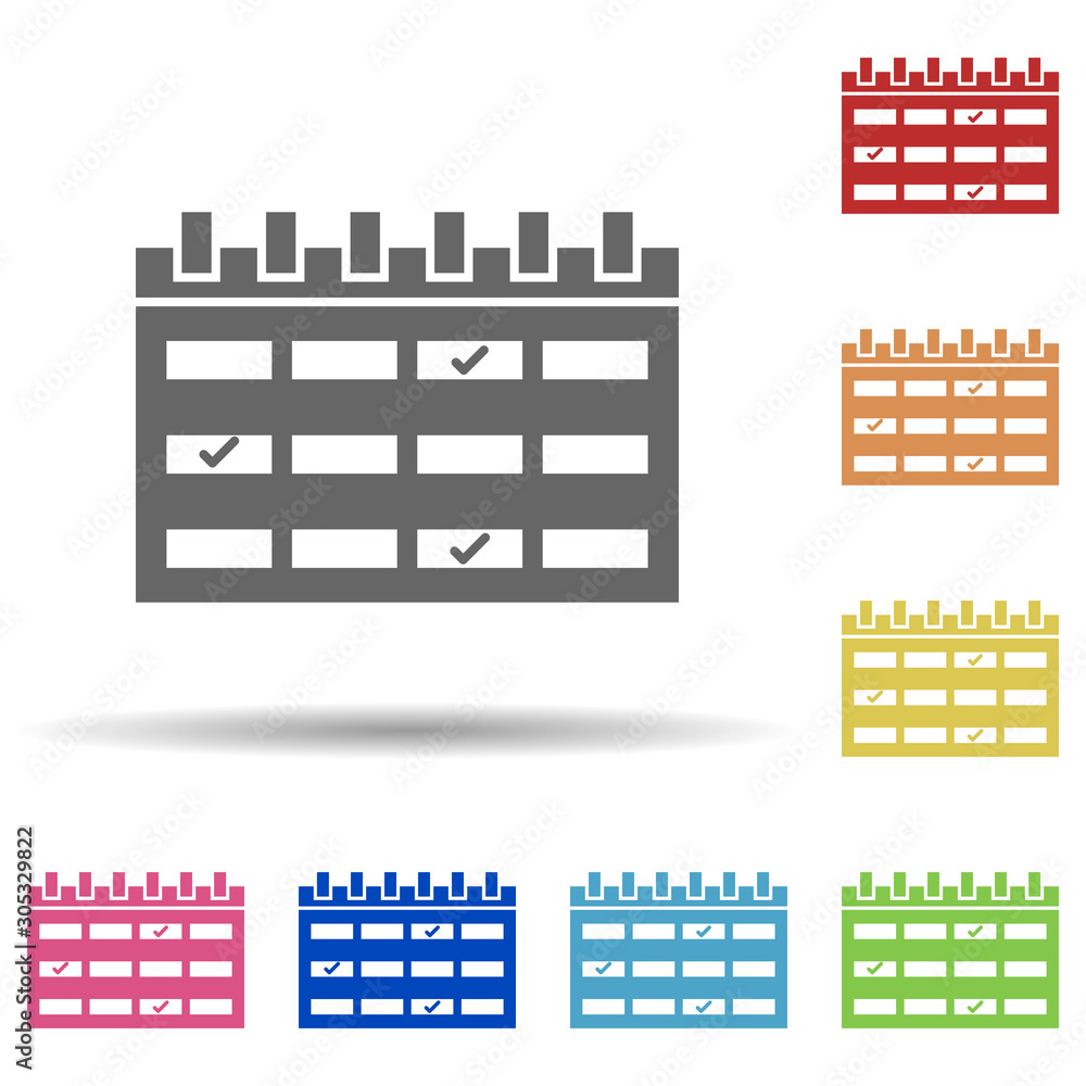 Poster calendar, events in multi color style icon. simple glyph, flat vector of business icons for ui and u