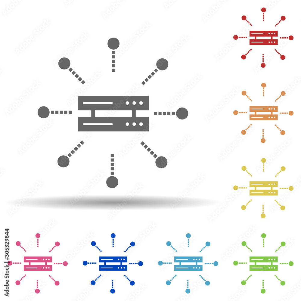 Aufkleber server, system integration in multi color style icon. simple glyph, flat vector of business icons fo