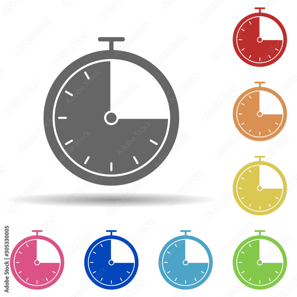 Poster timer, stopwatch, perform in multi color style icon. simple glyph, flat vector of business icons for