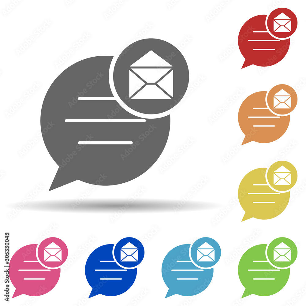 Poster bubble, envelope, dialog system in multi color style icon. simple glyph, flat vector of business ico