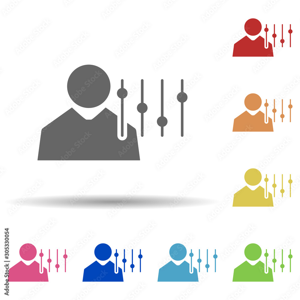 Poster mixer, businessman, self discipline in multi color style icon. simple glyph, flat vector of business