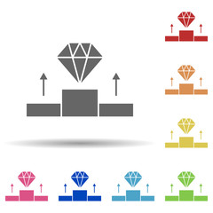 Stand, diamond, user preferences in multi color style icon. Simple glyph, flat vector of business icons for ui and ux, website or mobile application