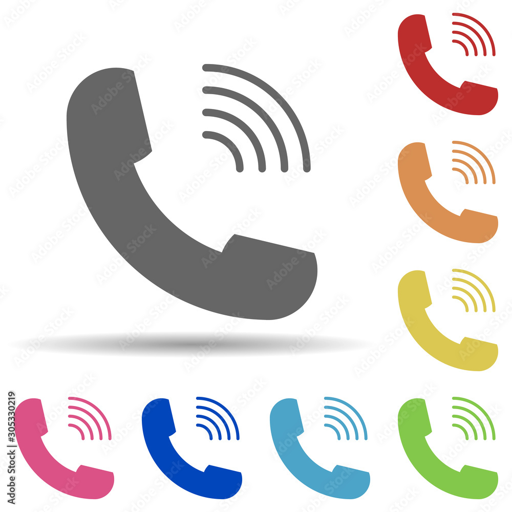 Poster handset, signal, call in multi color style icon. simple glyph, flat vector of business icons for ui 