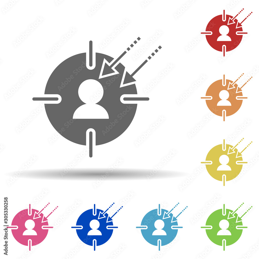 Poster target, user, track user requests in multi color style icon. simple glyph, flat vector of business i