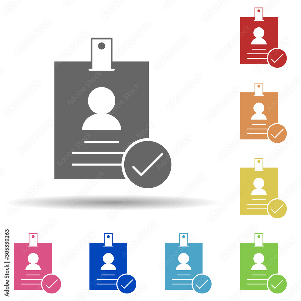 Poster badge, check, authentication in multi color style icon. simple glyph, flat vector of business icons 
