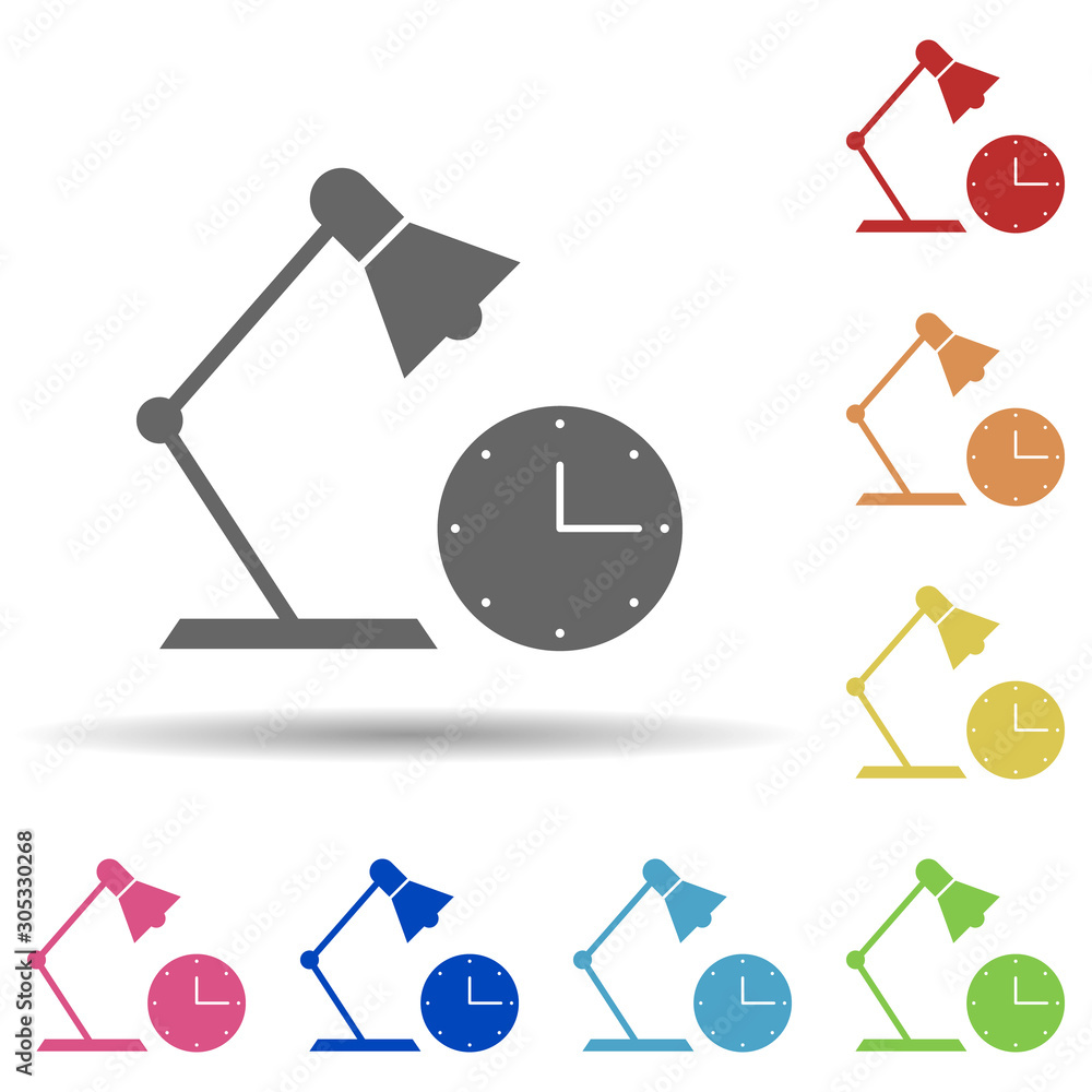Poster lamp, clock, overtime in multi color style icon. simple glyph, flat vector of business icons for ui 