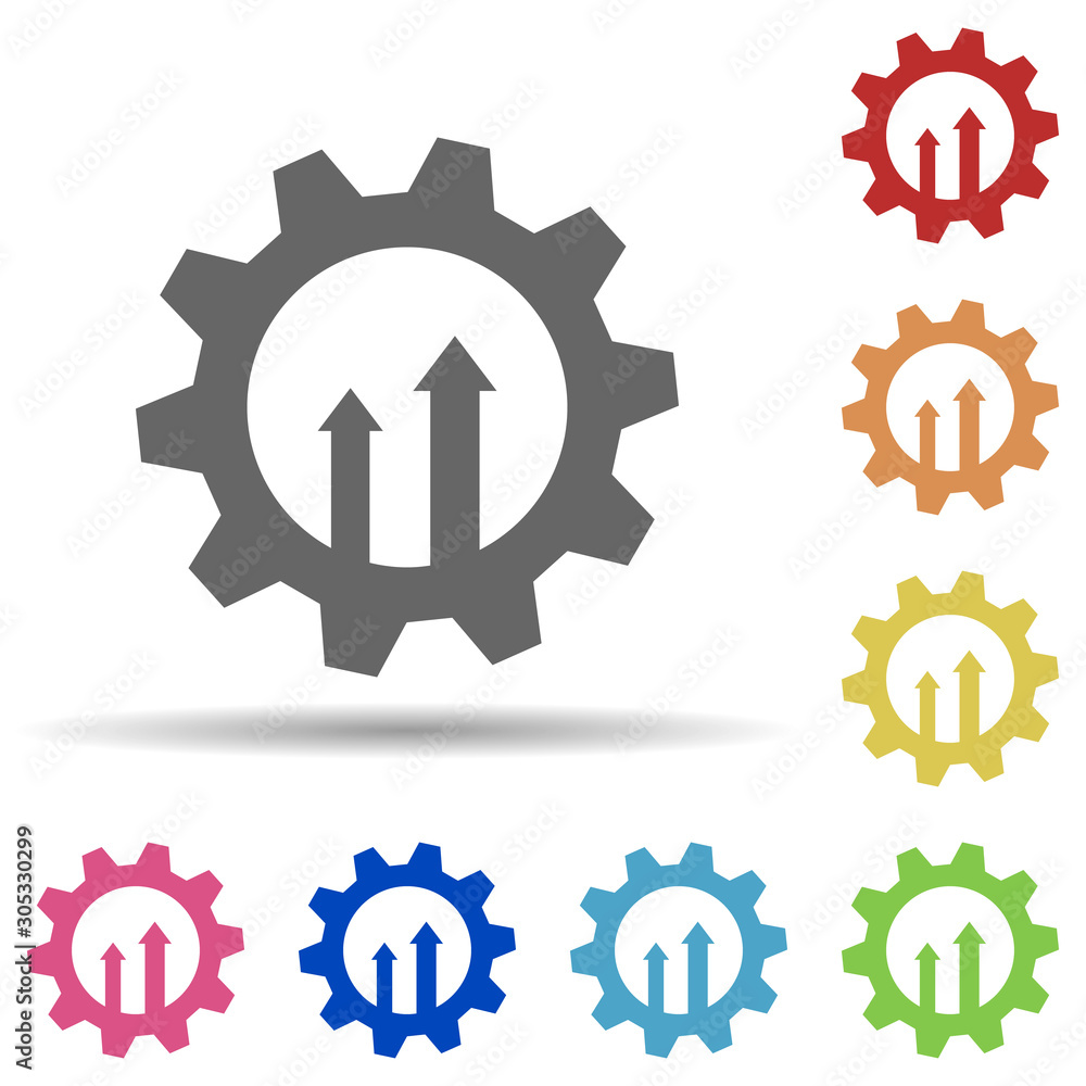Poster gear, arrow up, system update in multi color style icon. simple glyph, flat vector of business icons