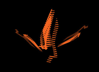 Abstract modern background. Creative forms. Orange shapes on black. Geometric pattern. Bright graphic texture.