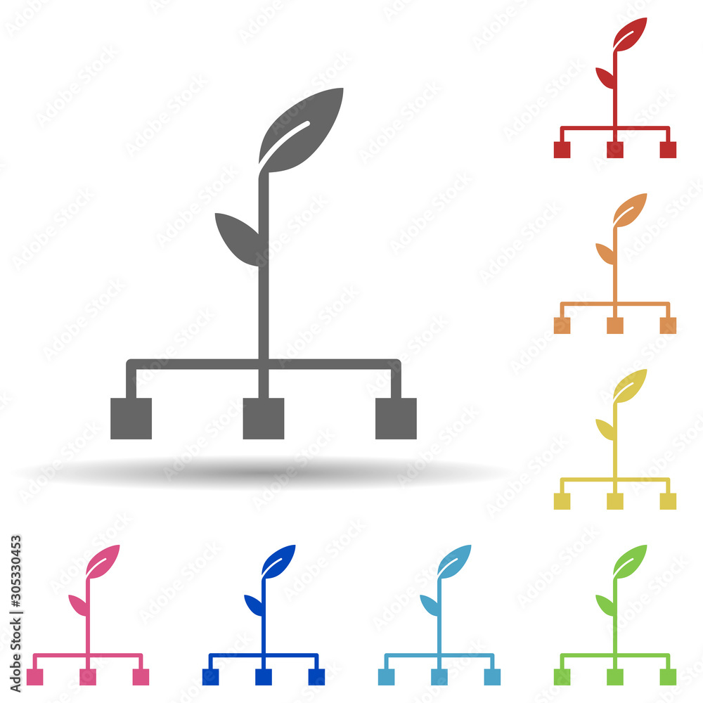 Poster sprout, connection, deployment of resources in multi color style icon. simple glyph, flat vector of 