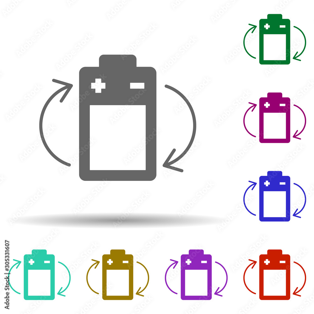 Poster battery in multi color style icon. simple glyph, flat vector of energy icons for ui and ux, website 