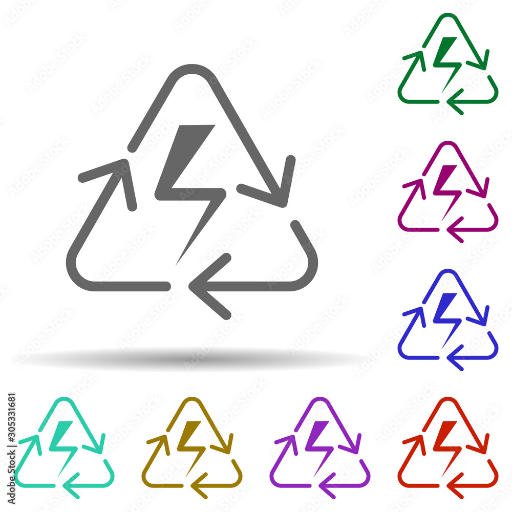 Poster processing of energy in multi color style icon. simple glyph, flat vector of energy icons for ui and