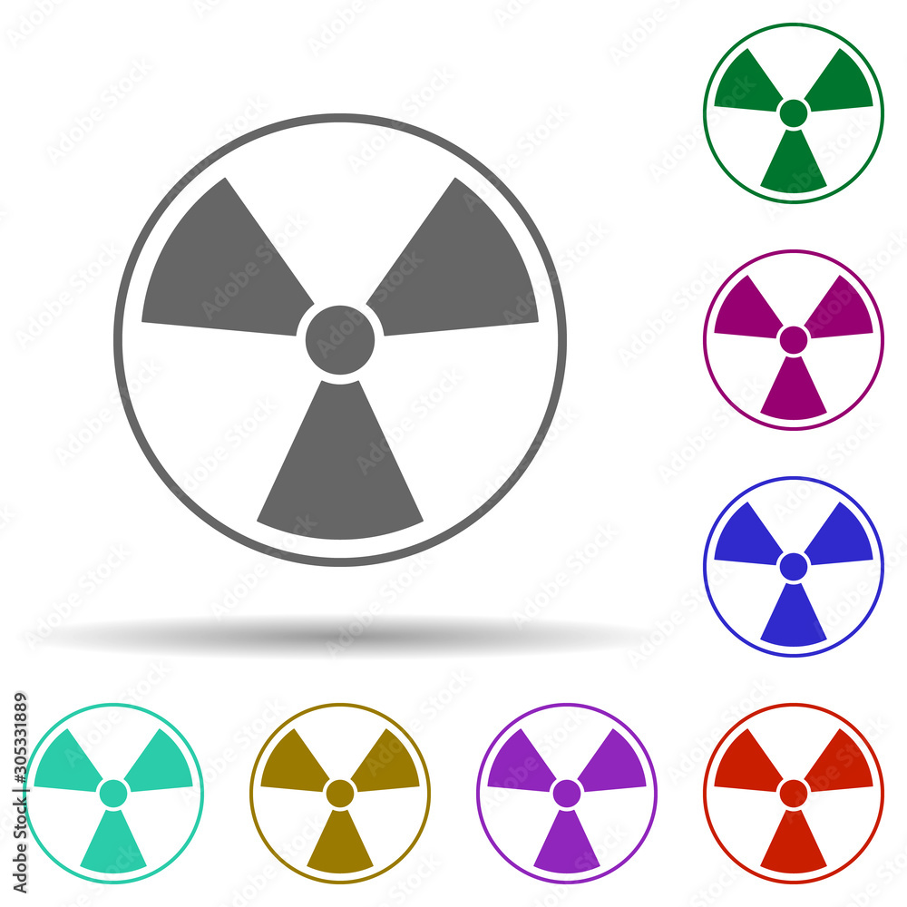 Poster radiation hazard in multi color style icon. simple glyph, flat vector of energy icons for ui and ux,