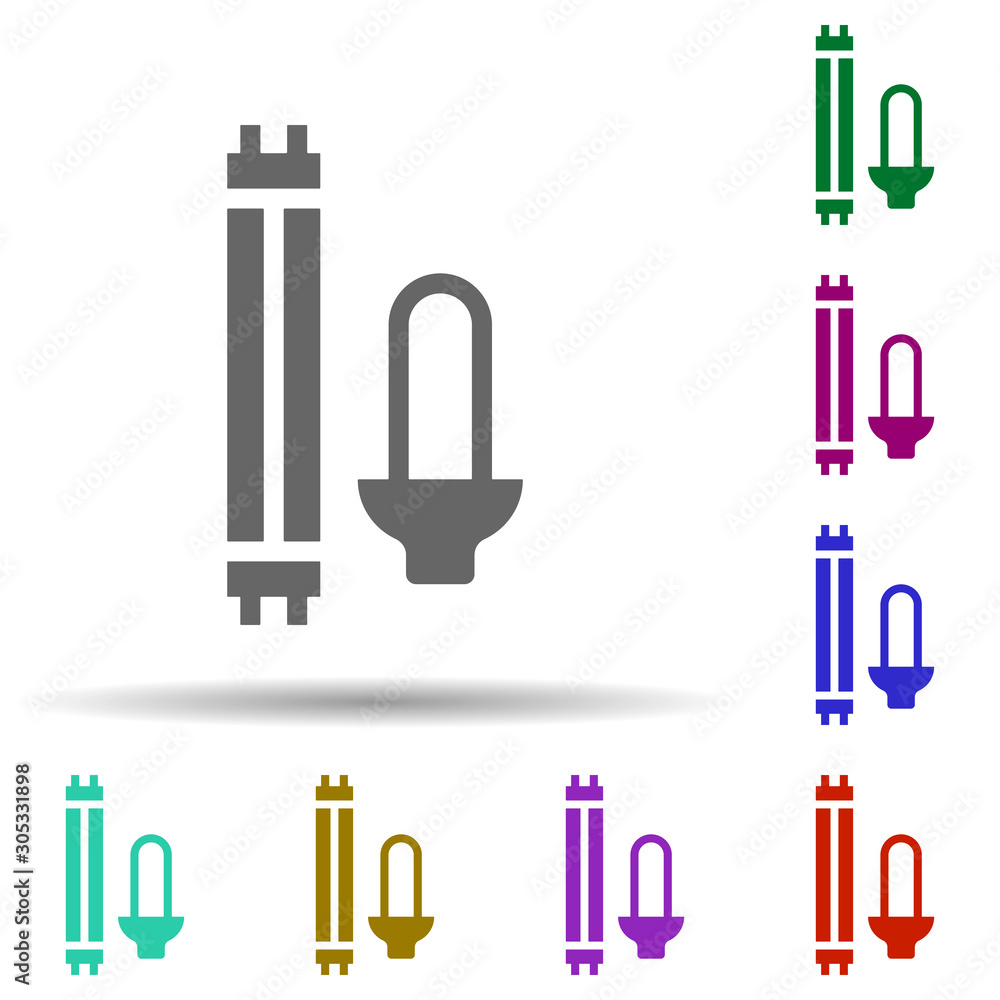 Aufkleber energy saving lamps in multi color style icon. simple glyph, flat vector of energy icons for ui and 